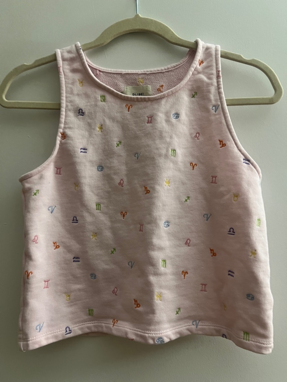 DL1961 Teen Pink Zodiac Embroidered Crop Tank